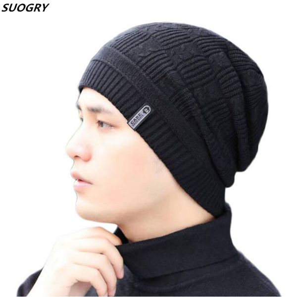 

thick knitted winter cap skullies beanies double layer men keep warm knit hats for men add velvet caps boy touca
