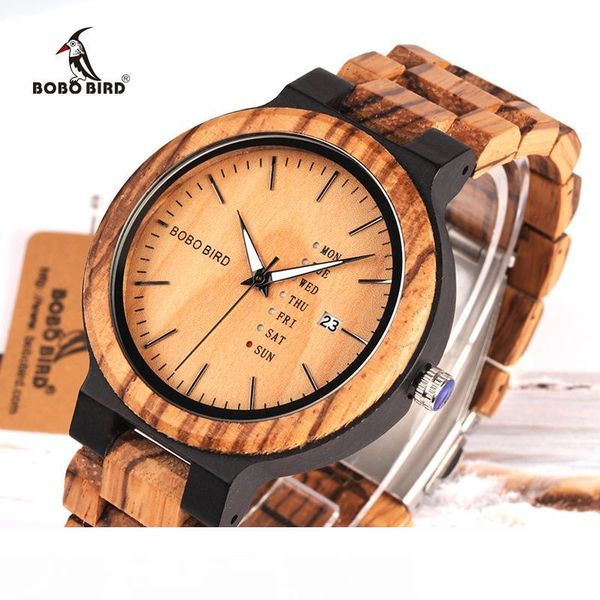 

relogio masculino bobo bird wood watch men erkek kol saati week display date japan quartz men' watches accept logo drop shipping mx1907, Slivery;brown