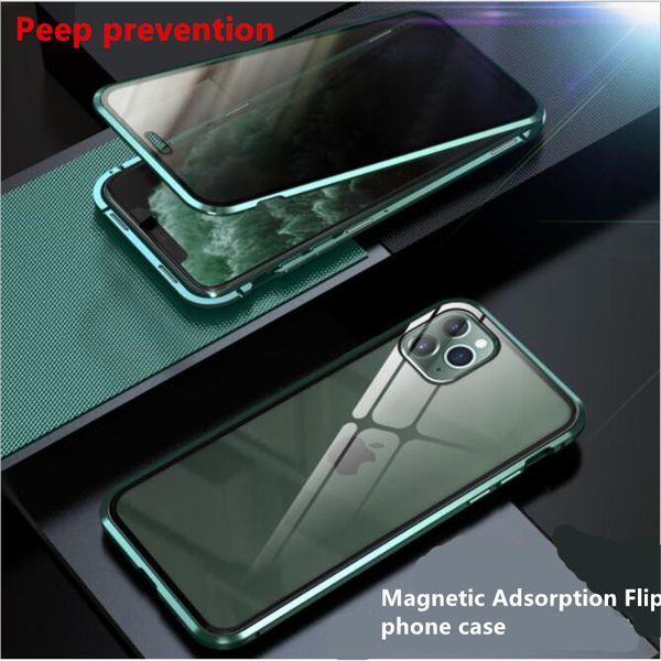 

магнитный адсорбция телефон флип конфиденциальности чехол для iphone 11 pro xs max 6 7 8 plus хг 360 закаленное стекло antispy защитная крыш