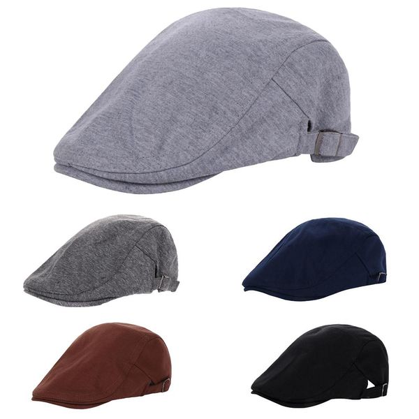 

adjustable beret caps outdoor sun breathable bone brim hat womens men herringbone solid color flat berets cap hat sun unisex, Blue;gray