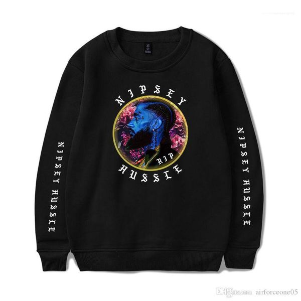 

hussle o-neck pullovers sweatshirts eu american rapper hoodies men teenager r.i.p 3d nipsey, Black