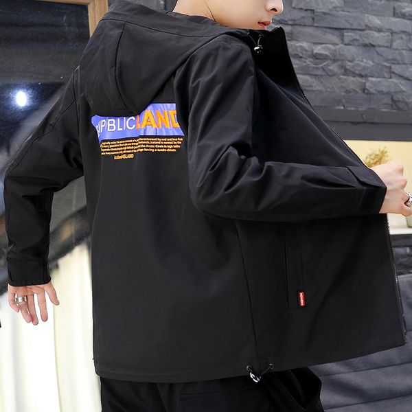 

port& jacket men hoodies printed fashion 2019 spring windbreaker overcoat male casual outwear hip hop streetwear coats, Black;brown