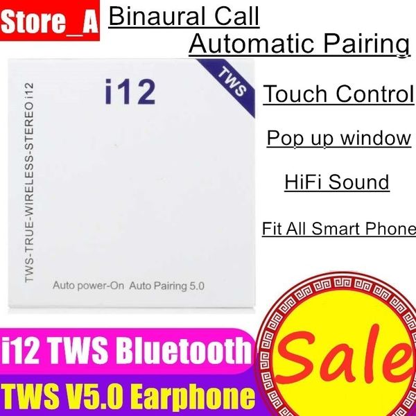 

i12 tws v5.0 earphone wireless bluetooth headphones support pop up window touch control wireless headset earbuds 30pcs