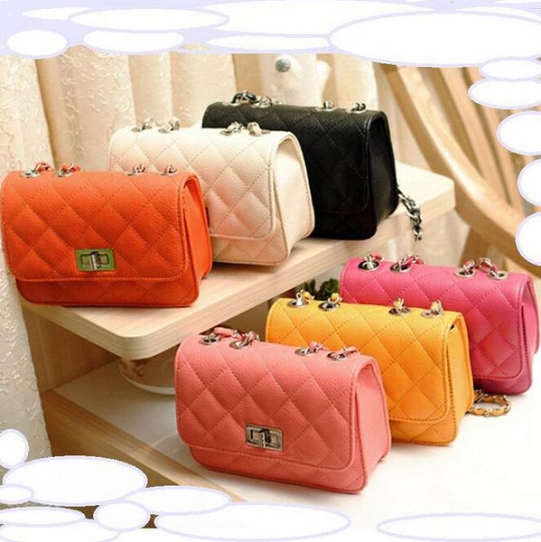 

fashion new handbags pu leather women bag small incense wind chain lozenge shoulder bag lock stereotypes lattice