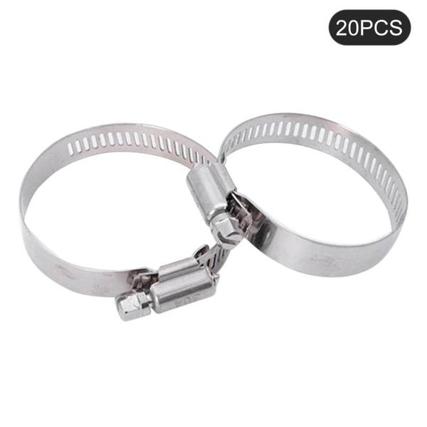

20pcs hose clamps 304 stainless steel adjustable 40-63mm worm gear fuel line clamps for pipe automotive mechanical application