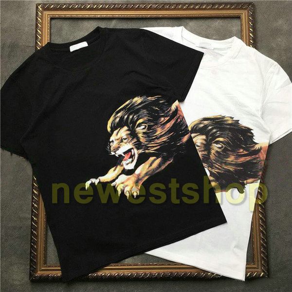 

new summer brand designer mens lion print t shirts embroidery letter print t shirt designer t shirt tee fashion tshirts, White;black