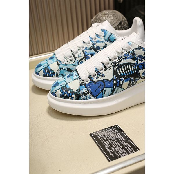 

designer sneakers graffiti silver luxury lovers fashion runway genuine leather platform shoes flat casual shoes t01, Black
