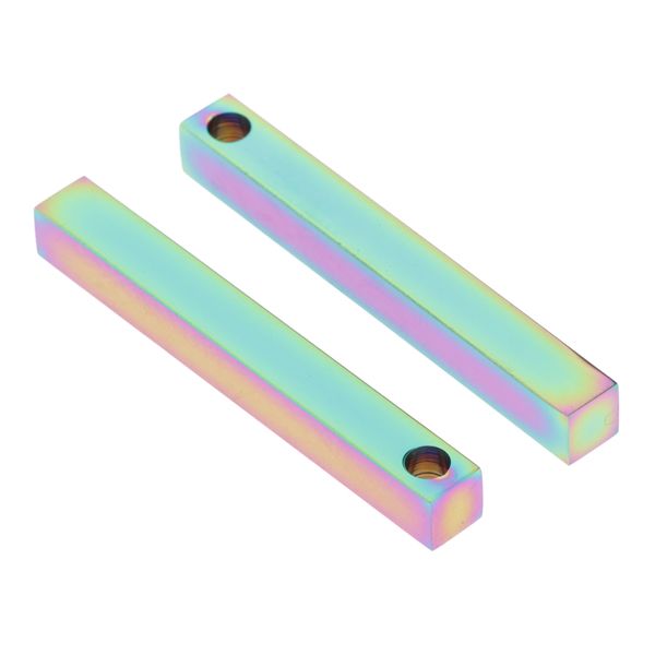 

2stainless steel pendant mirror polished strip charms for diy necklace craft, Black