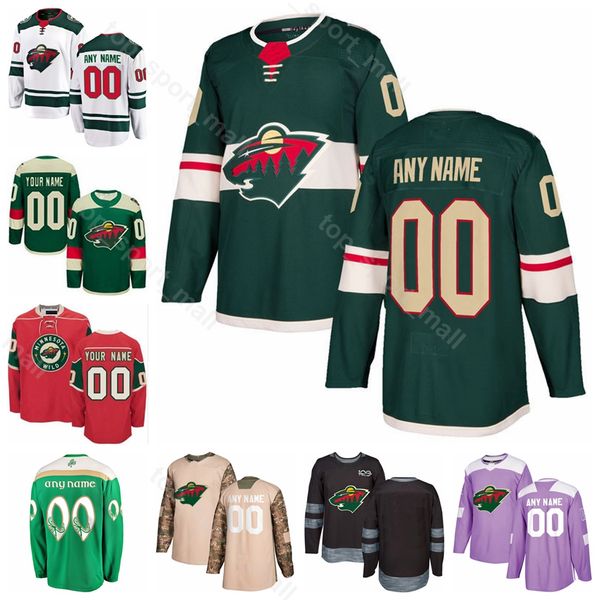 

men kids women 24 matt dumba jersey minnesota wild ice hockey 46 jared spurgeon 17 marcus foligno 18 greenway green red white camo, Black;red