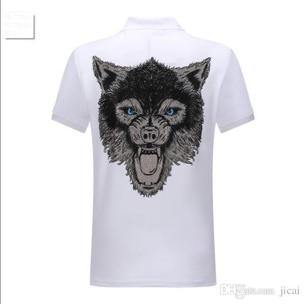 

wholesale leisure time men's wear cotton large-size short-sleeved t-shirt summer lapel polo shirt phillip plain designer #6881, White;black
