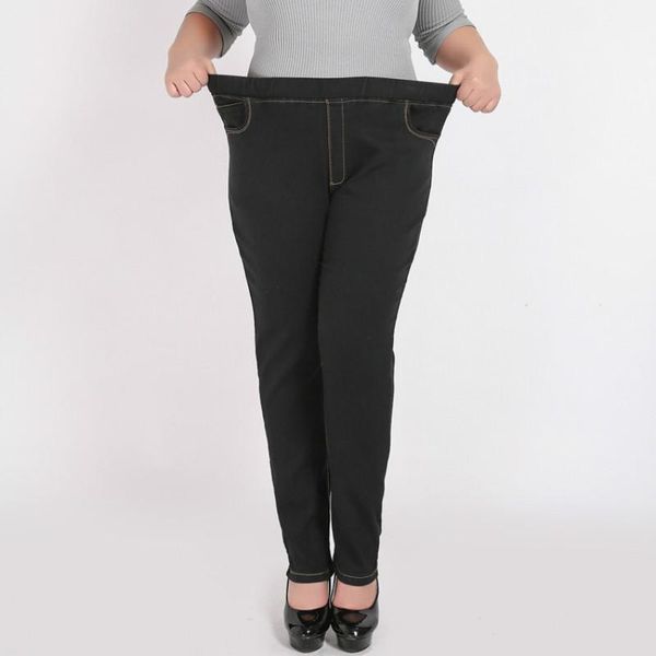 

2xl-9xl 2019 autumn winter large size jean women casual high waist stretch pencil denim pants 6xl 7xl 8xl plus size jean trouser, Blue