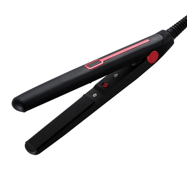 

mini portable hair straight splint plate fringe curling straightener diy electric curlers hair styling tools dry & wet, Black