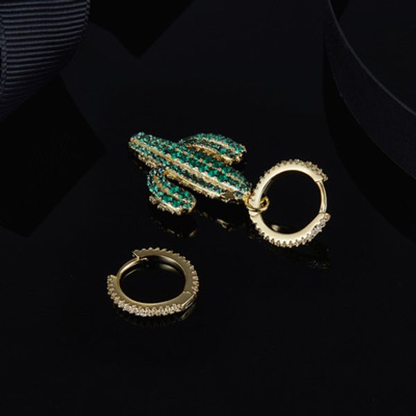 

wholesale- asymmetric yellow silver arc-en-ciel cactus earrings, Golden