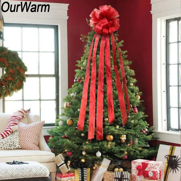 

ourwarm diy flower bows on the christmas tree christmas bow tree ribbon ornament decoration for home new year gifts