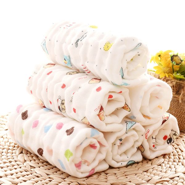 

baby towel cotton 6 layers gauze 30*30cm newborn infant cartoon face hand bathing bib handkerchief baby stuff baby tawel washed