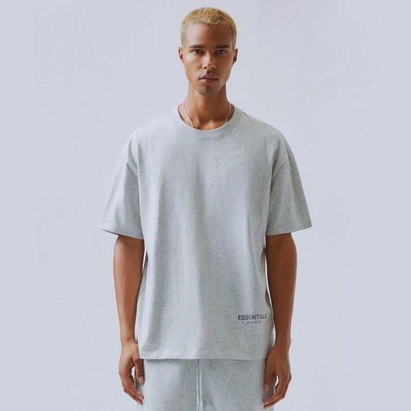 

19ss essentials fear of gold logo tee casual simple box short sleeve men women fashion street skateboard summer cool t-shirt hflstx491, White;black
