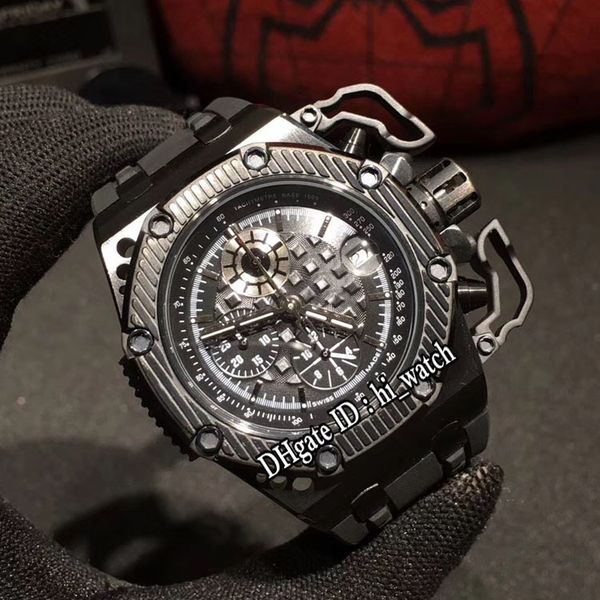 

new survivor 26165io.oo.a002ca.01 pvd steel 45mm black texture dial big crown miyota quartz chronograph mens watch rubber satch 414a9, Slivery;brown