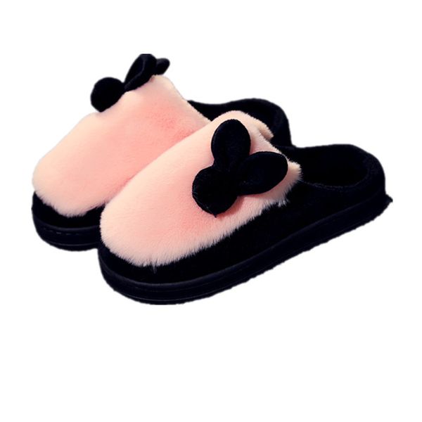 

new fur slippers women's house shoes women winter platform slippers cotton shoes cartoon rabbit ears cute slipper warme hausschuhe, Black