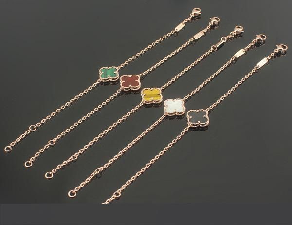 

высокое качество горячий модный бренд титановый стальной браслет 18 карат золото розовое серебро shell leaf браслет для модных женщин и пар, Golden;silver