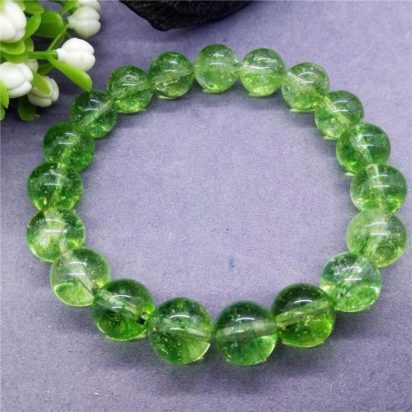 

natural olive green cracked crystal acentela beads bracelet 6-12mm, Black