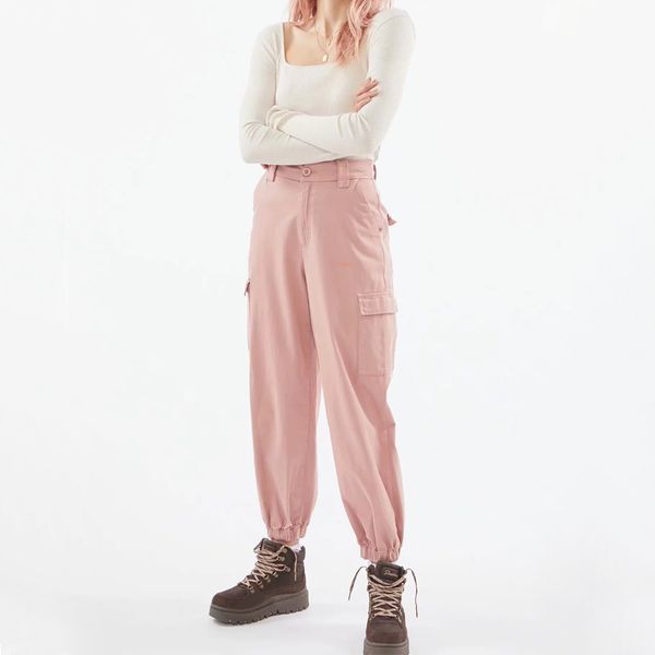 

women high waist cargo pants with pockets and fitted cuffs, Black;white