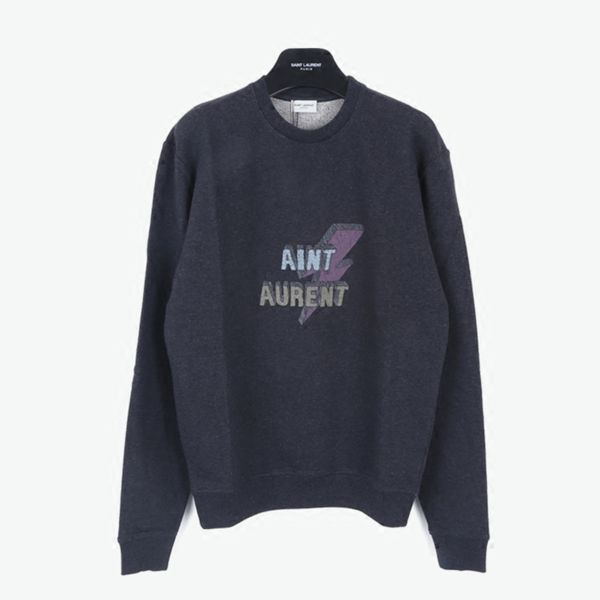 

saint laurent новое поступление 19ss роскошный дизайнер crewneck мода круглый вырез свитер ретро улица горячие продажи мужчины и женщины пар, Black