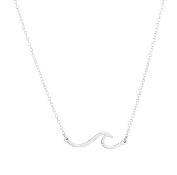 

wholesale wave necklace charms pendant beach surfer jewelry for women ocean wave charm choker designer necklace collar iced out chains a0175, Silver