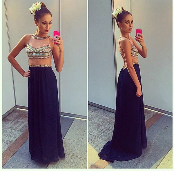 

prom dress for women o-neck floor length shinning crystal beaded vestidos de fiesta largos elegantes de gala new 2k20, Black