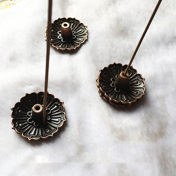 

9 holes copper plate censer seat incense holder flower statue cone burner