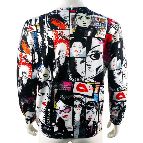 

мужской конструктор tshirts 3d цифровой печати длинного рукав мужских crew neck топы мода самцы casual tees, White;black