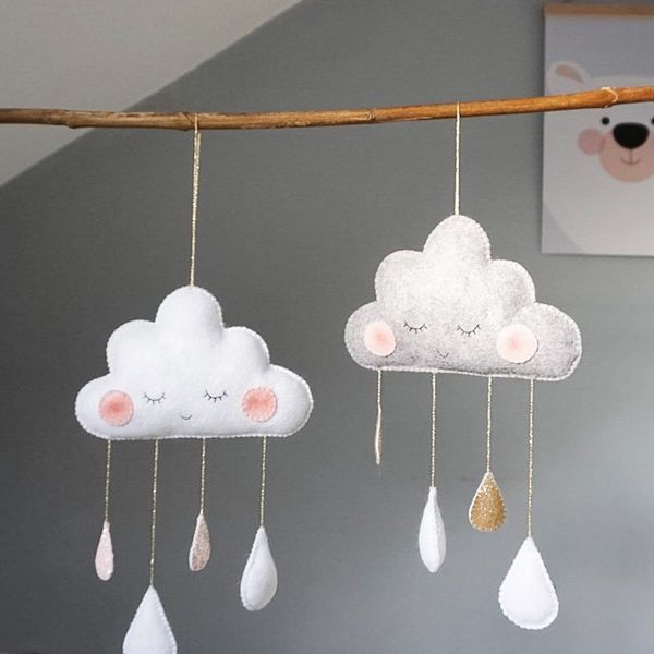 

nursery baby room decor felt cloth stuffed clouds wall decoration raindrop bed hanging teepees tent decor toys pgraphy props