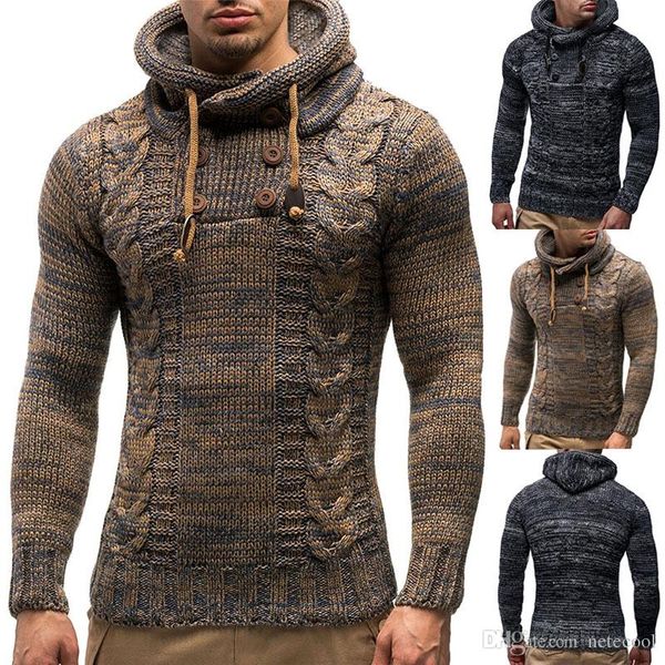 

designer men sweater autumn winter pullovers knitted cardigan coat hooded sweaters jacket outwear casual slim fit turtleneck quality, White;black