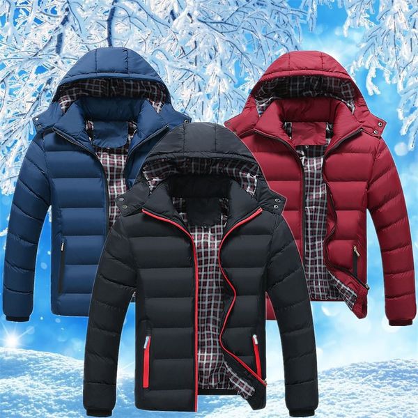 

men winter casual new hooded thick padded jacket man zipper slim coats mens parka outwear warm windbreaker homme clothing, Tan;black