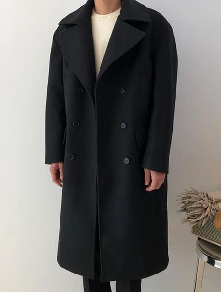 

s-6xl 2019 spring men's new fashion large size personalized custom-made medium long casual black woolen thick coat
