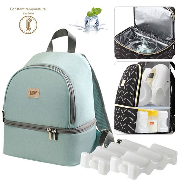 

baby bottle diaper bag backpack mom milk fresh storage cooler bags for bottle leak-proof soft-sided double decker cooler bag