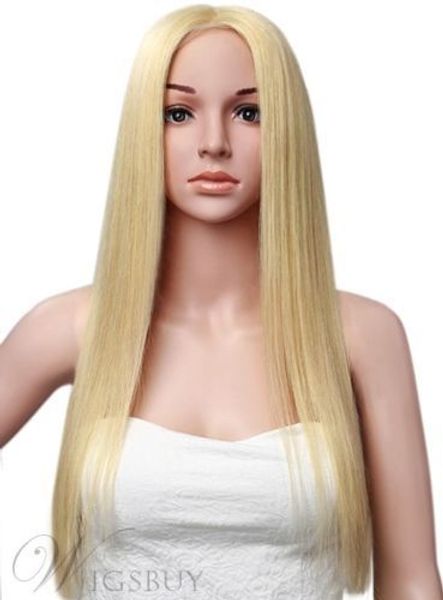 

elegant long straight blonde human hair wig, Black