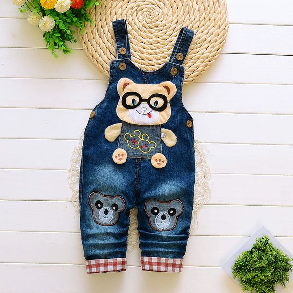 

2019 baby boys summer overalls pants kids boys girls cartoon bib pants children denim jumpsuit trousers for baby, Blue