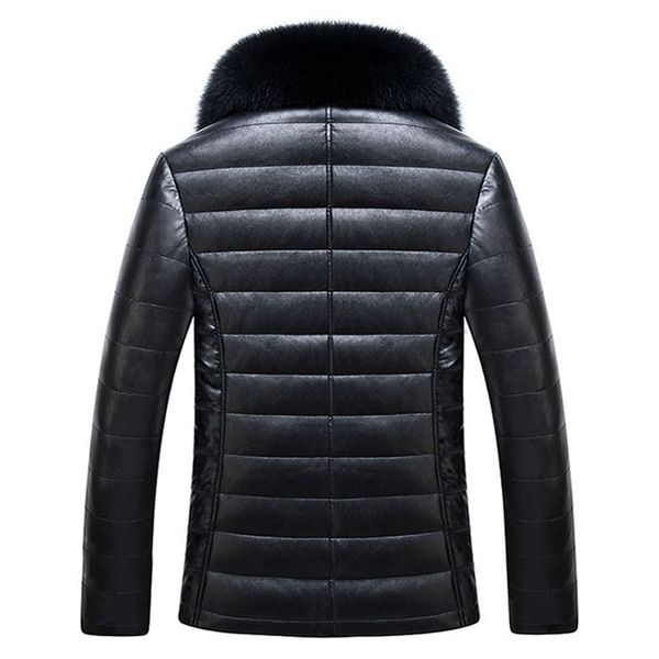 

2019 men leather business coat outwear winter warm pocket slim casual jacket, Black;brown