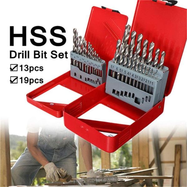 

13pcs 1.5-6.5mm / 19pcs 1-10mm steel electric screw driver bits screwdriver twist drill hss set with wood hole case drill bit