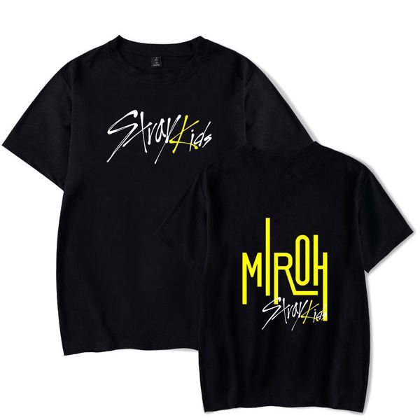 

2019 stray kids around trend personality men and women short sleeve t pity, Black