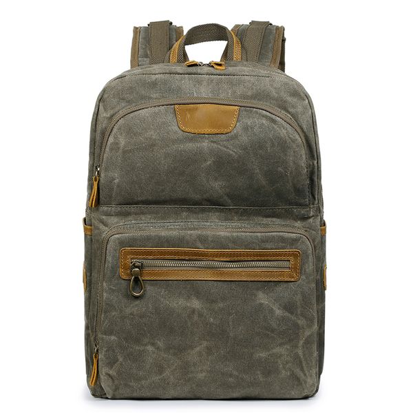 

selling waterproof canvas crazy horse leather lapbackpack for men women