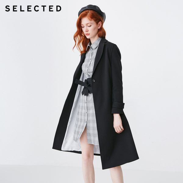 

selected women's lapel wind coat s|419121501, Tan;black