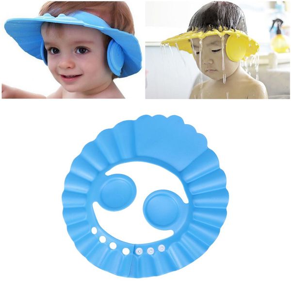 

baby shower cap baby adjustable shampoo shower bathing protect cap wash hair shield hat with ear protection pads