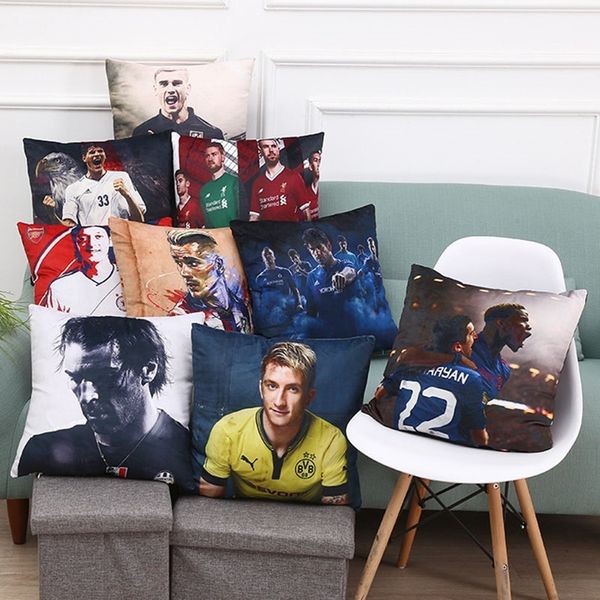 

45 * 45 см двойной блесток бархат футбольная наволочка личность футбольная команда квадратные подушки диван автомобиль гостиная спальня наво