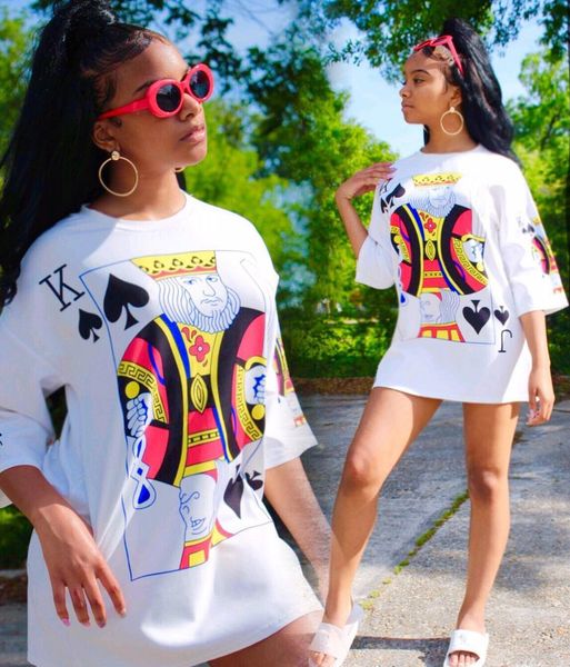 

Women Loose Dresses O-Neck Poker Picture Digital Printed Dresses Lady Living Clothing Sexy Colorful Dresses Free Shipping