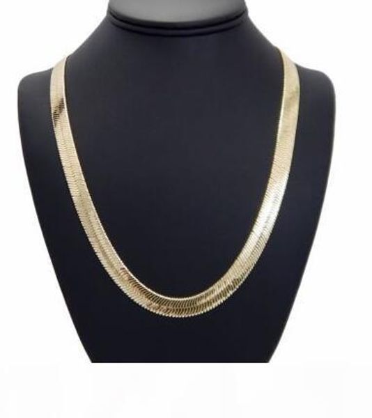 

mens flat herringbone chain 14k gold plated 9mm 24" necklace, Silver