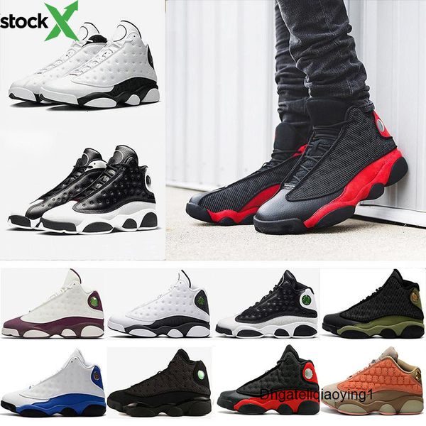 

дешевые 13 баскетбольные туфли мужчины женщины открытый разводят красно коричневую шапку и платье новые 13s спортивные белые черные серые кр, Black