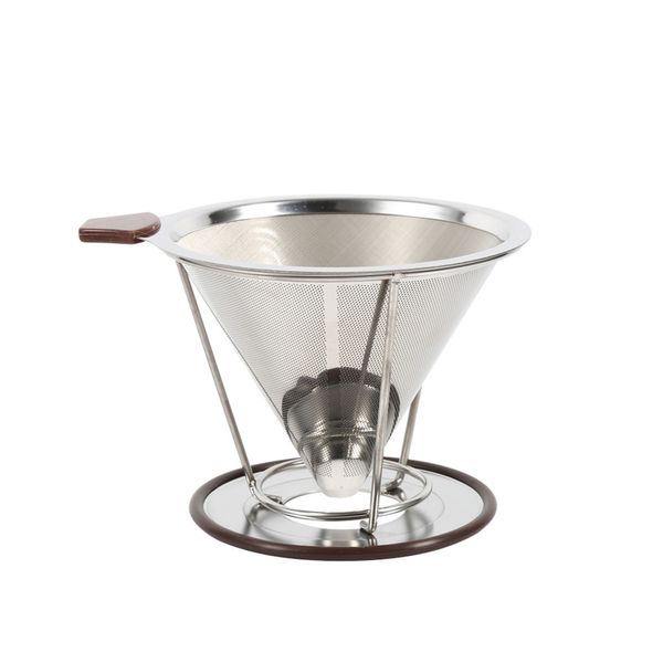 

Stainless Steel Cone Coffee Filter Dripper Double Layer Mesh Coffee Cone Filter Holder Infuse Home Kitchen Coffee Making Tools