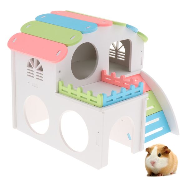 

small pet hideout home double layers hamster villa house cage play toy