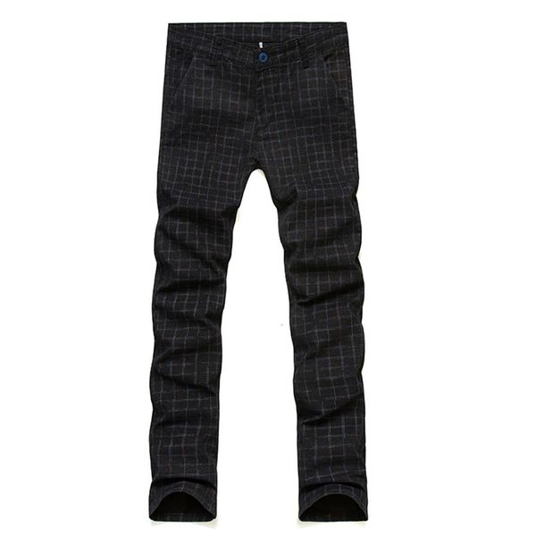 

men slim casual trousers for business wedding men plaid formal dress pants spring autumn suit pants cotton plus size 28-36, White;black